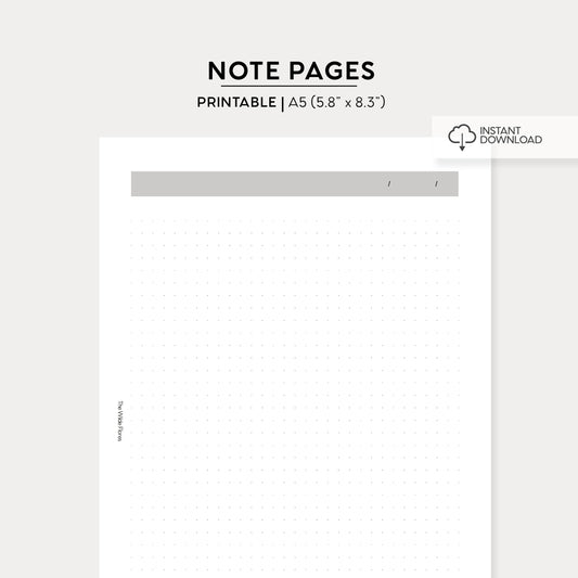 Dot Grid Note Pages: A5 Size Printable