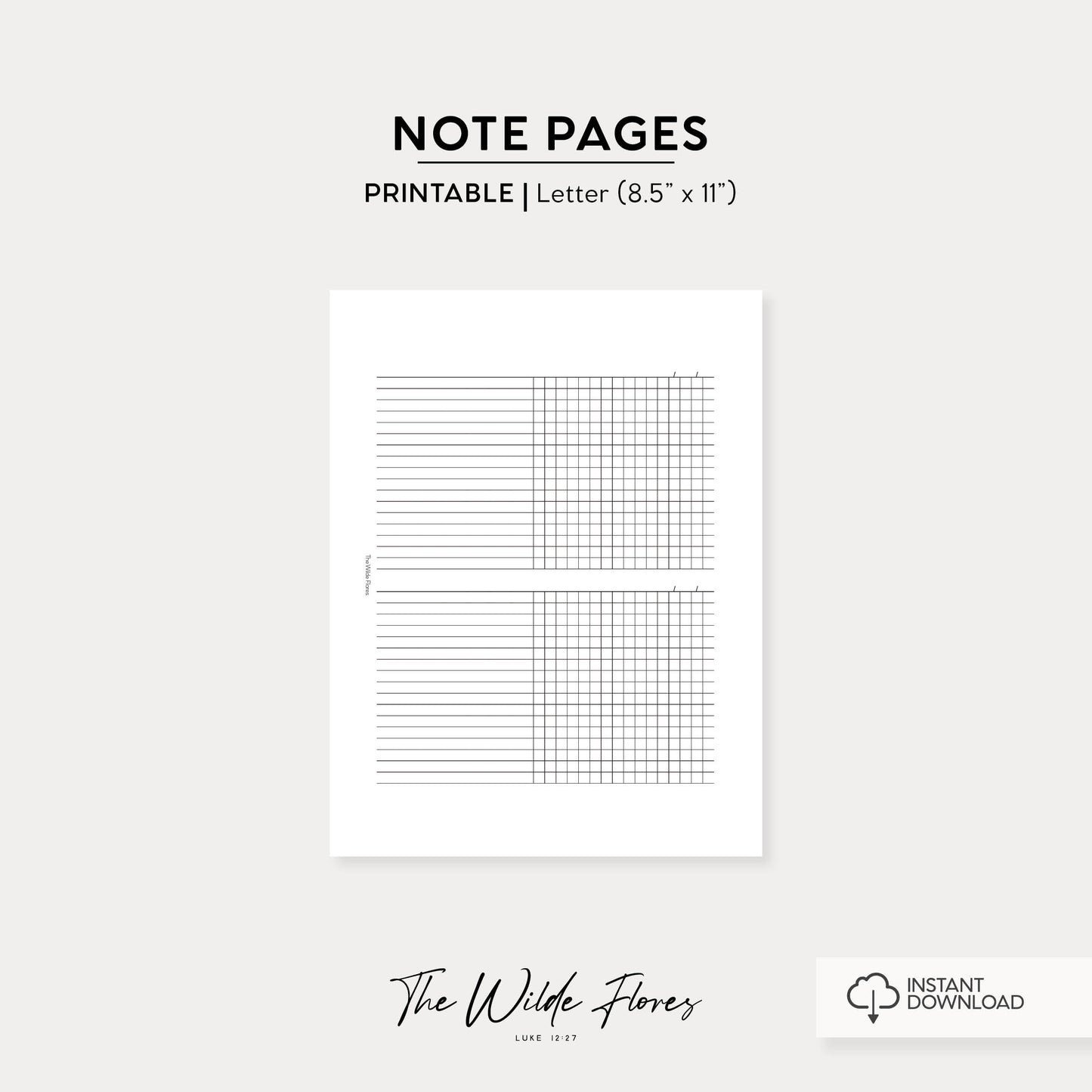 Note Pages: Letter Size Printable