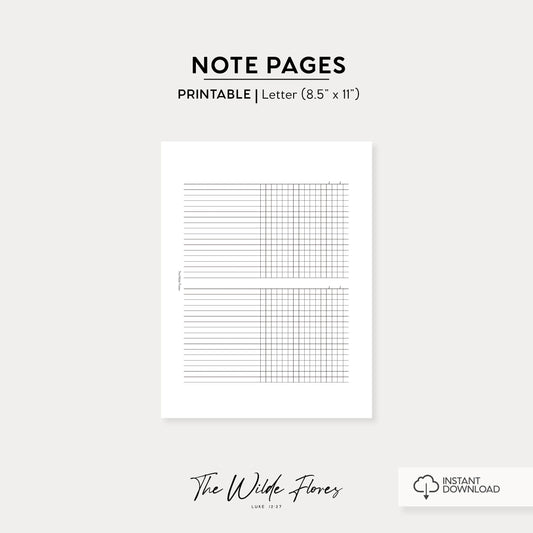 Note Pages: Letter Size Printable