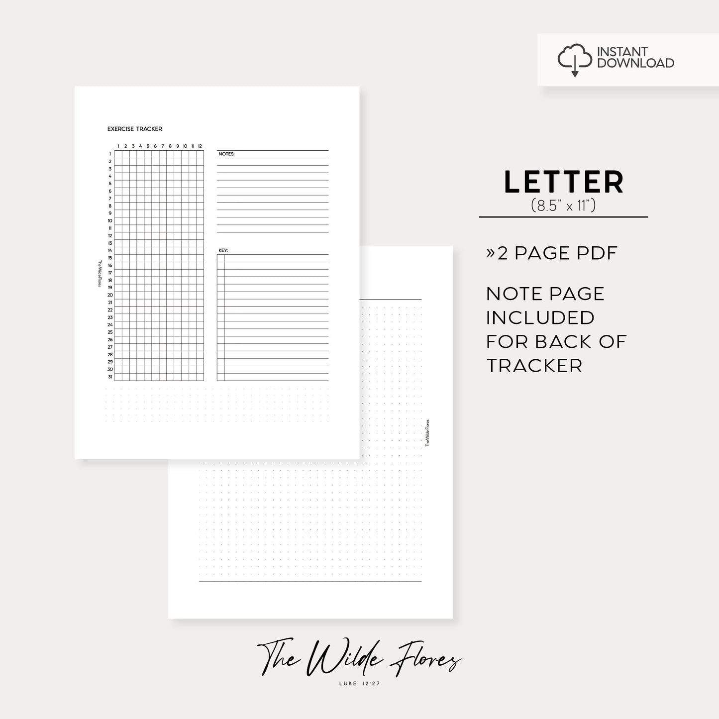 Exercise Tracker: Letter Size Printable