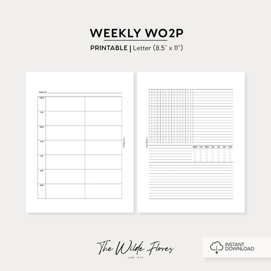 Weekly Wo2P Undated: Letter Size Printable