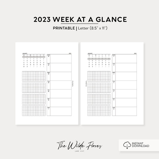 2023 Week At A Glance: Letter Size Printable
