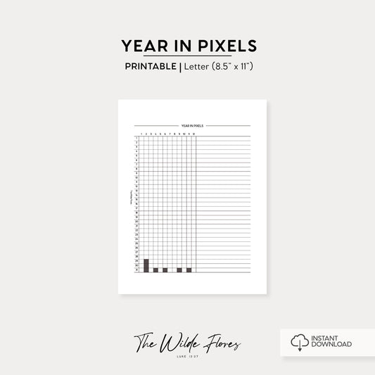 Year In Pixels: Letter Size Printable