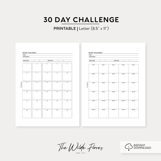30 Day Challenge: Letter Size Printable