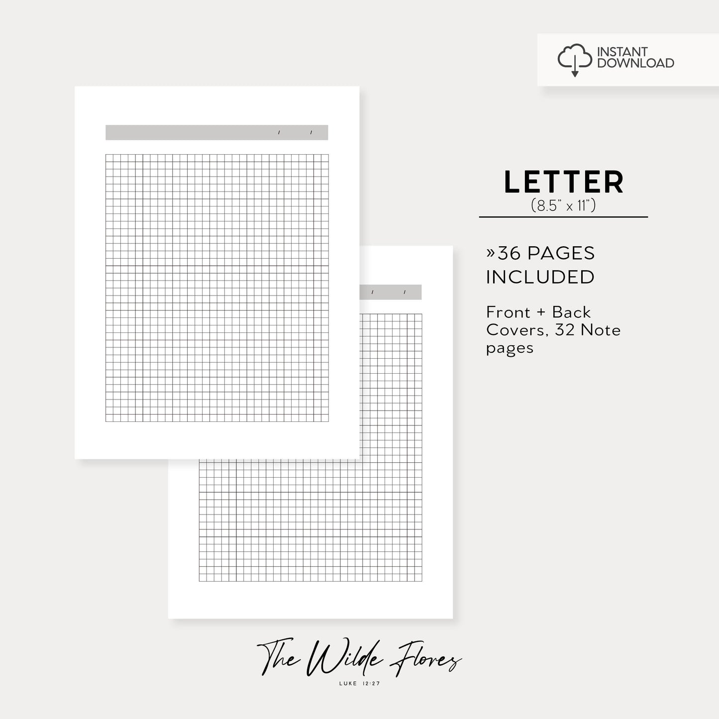 Grid Note Pages: Letter Size Printable