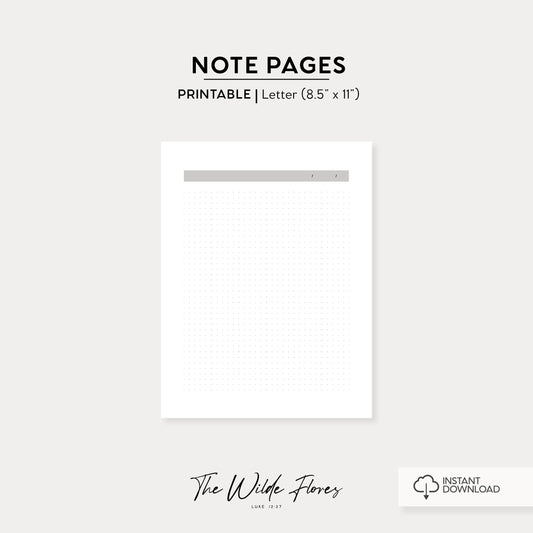 Dot Grid Note Pages: Letter Size Printable