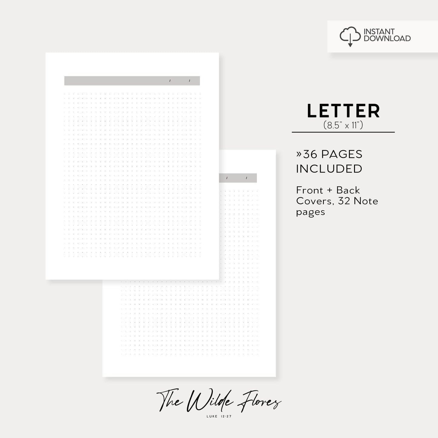 Dot Grid Note Pages: Letter Size Printable
