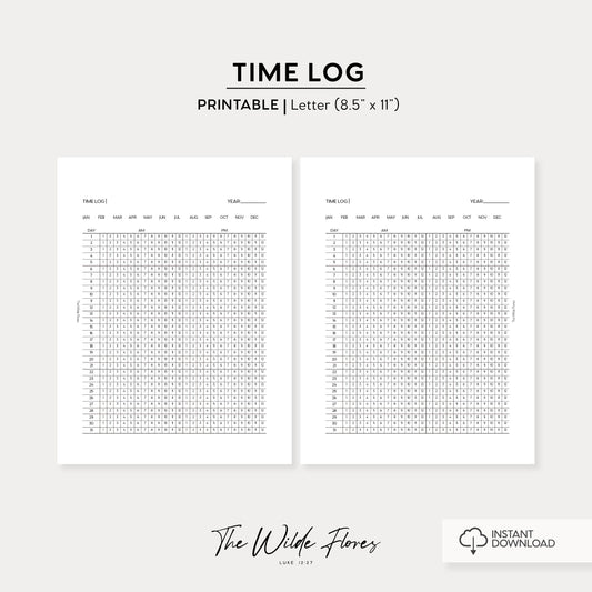 Time Log: Letter Size Printable