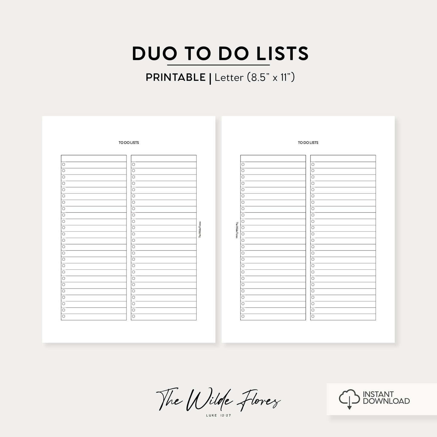 Duo To Do Lists: Letter Size Printable