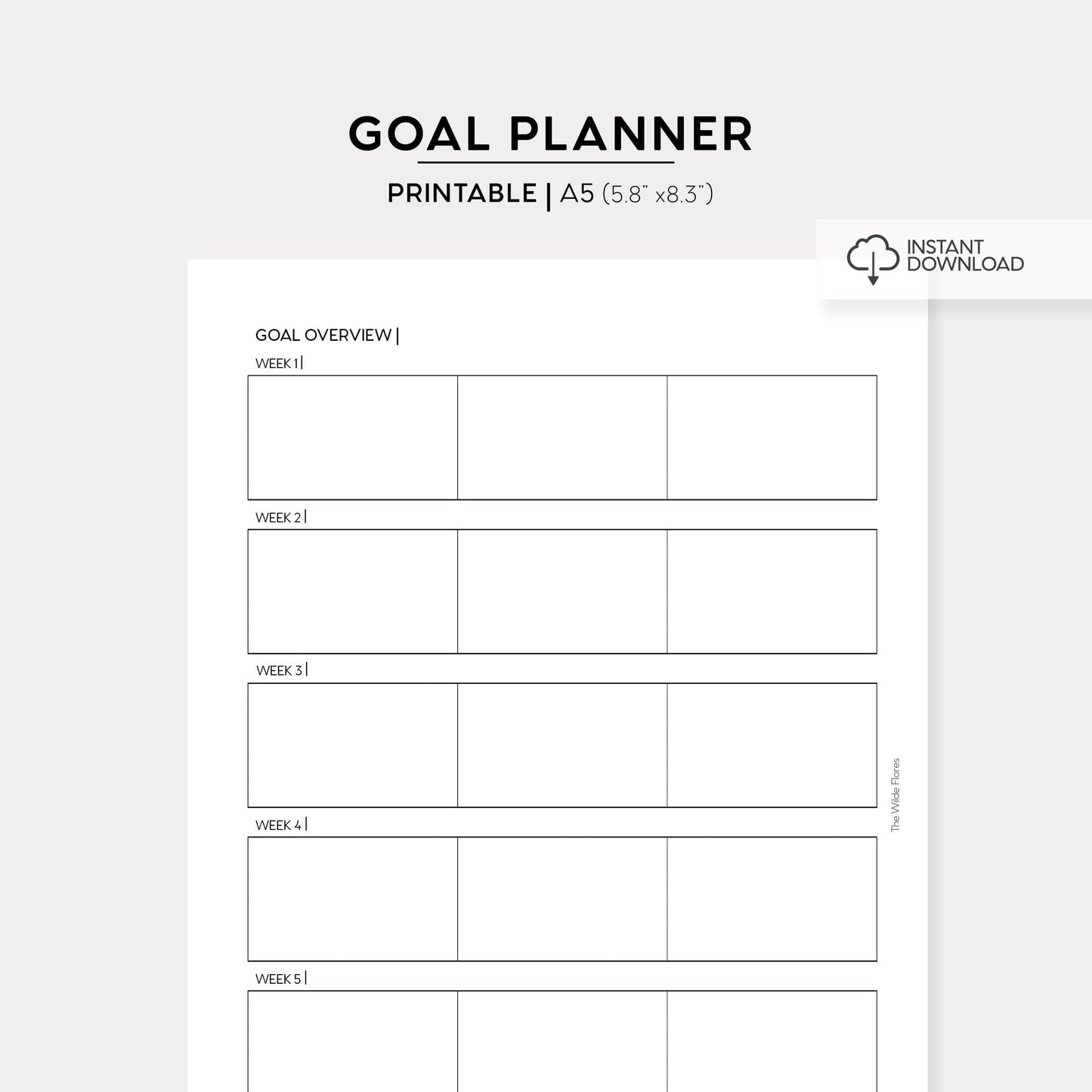Top Three Weekly Goal Planner: A5 Size Printable