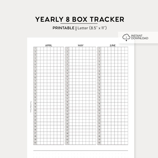 Yearly 8 Box Tracker: Letter Size Printable
