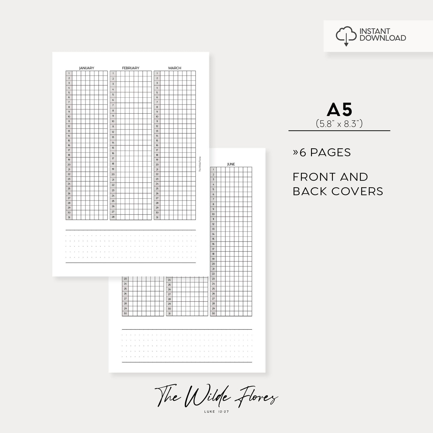 Yearly 8 Box Tracker: A5 Size Printable