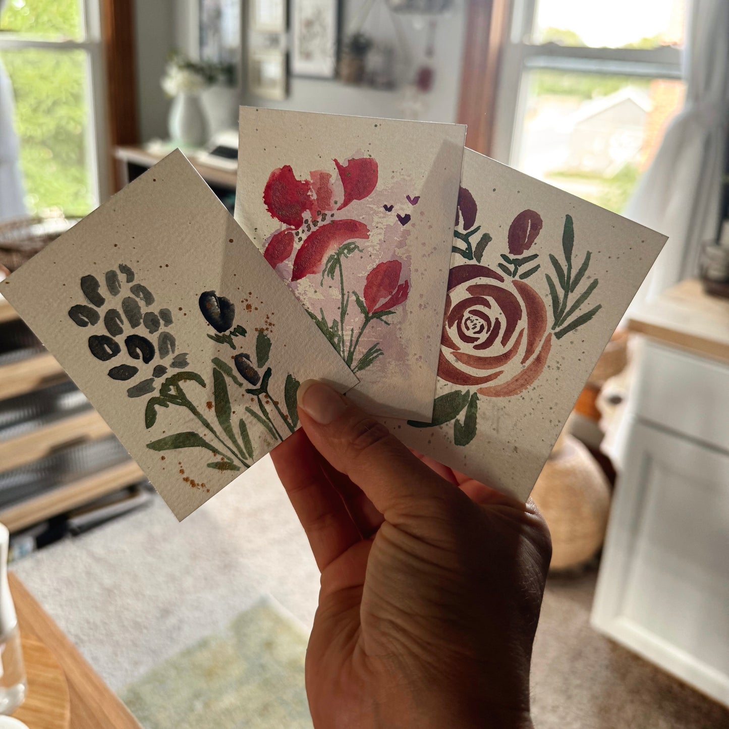 Mini Bloom Bundle - 4x3 watercolor cards,  Set of 3