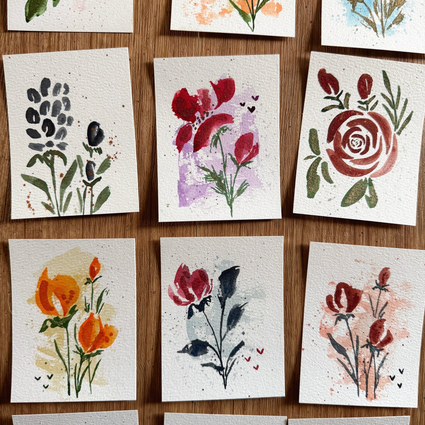 Mini Bloom Bundle - 4x3 watercolor cards,  Set of 3