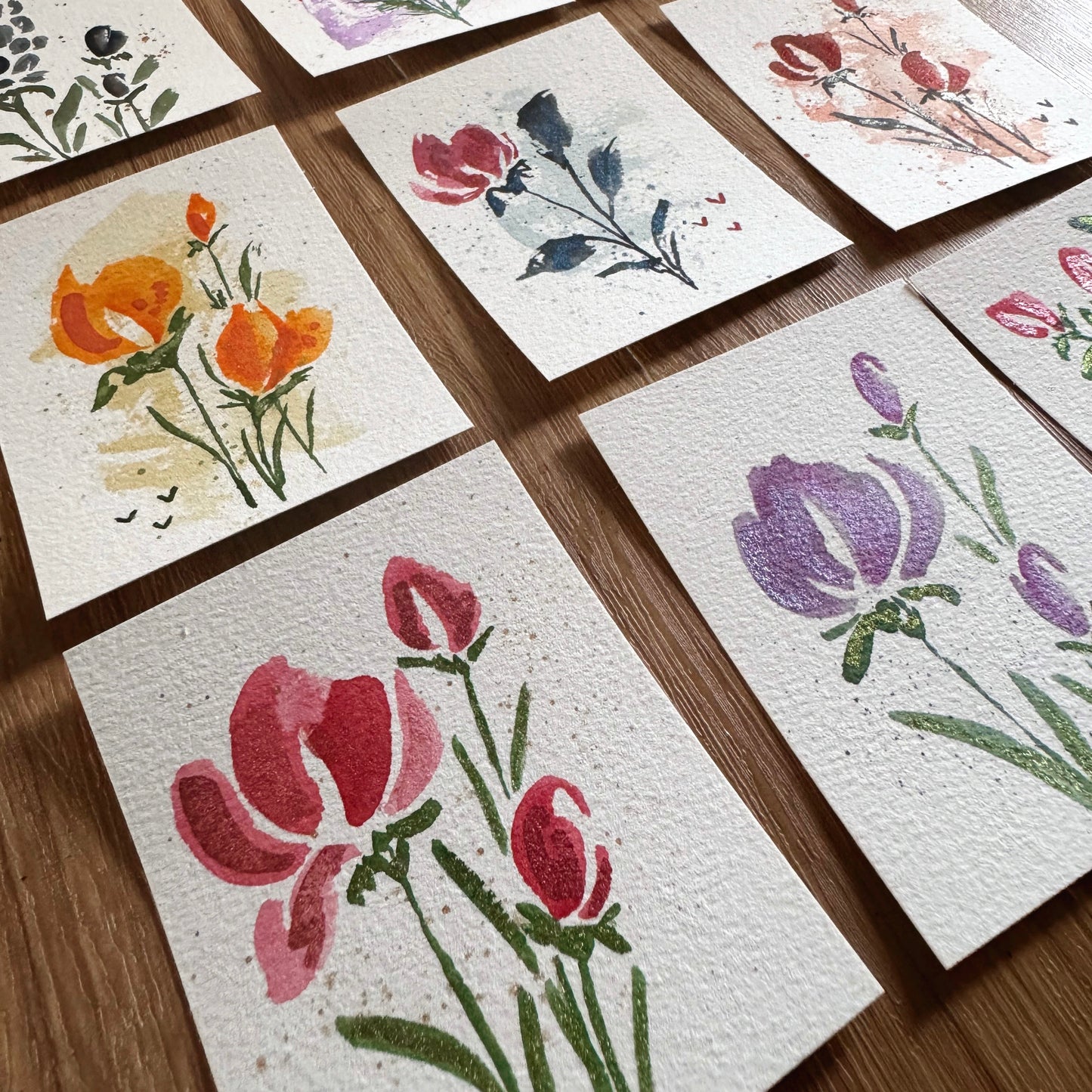 Mini Bloom Bundle - 4x3 watercolor cards,  Set of 3