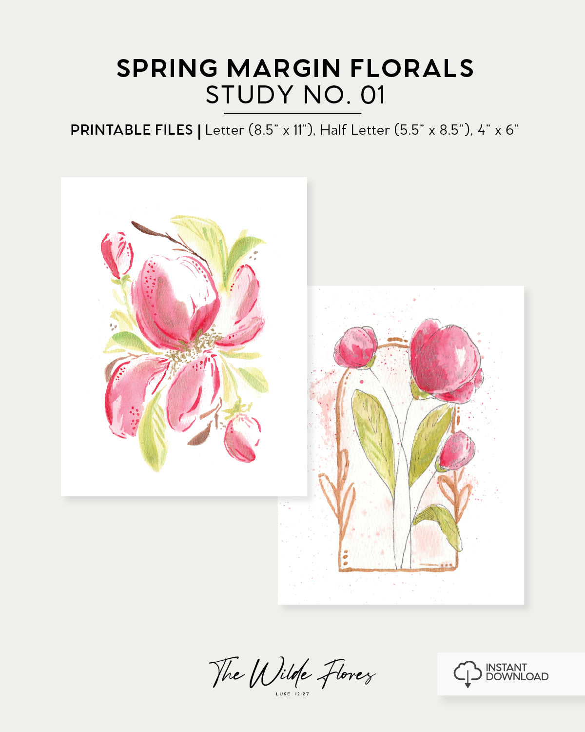 Spring Margin Florals Study No. 01 - Printable