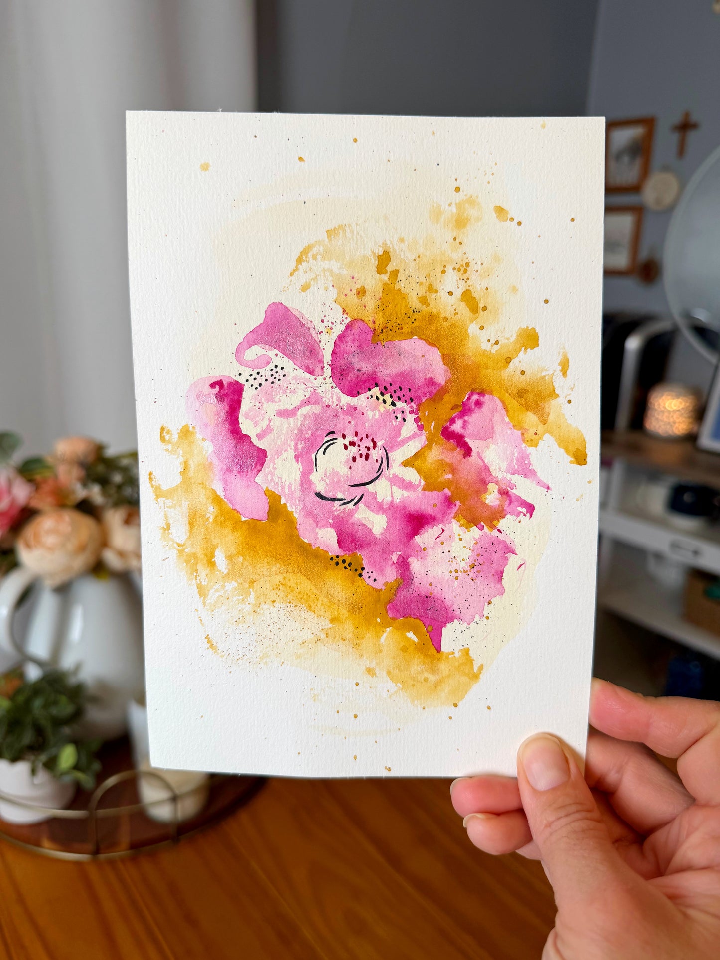 Basking in Bloom - Original Abstract Watercolor Painting