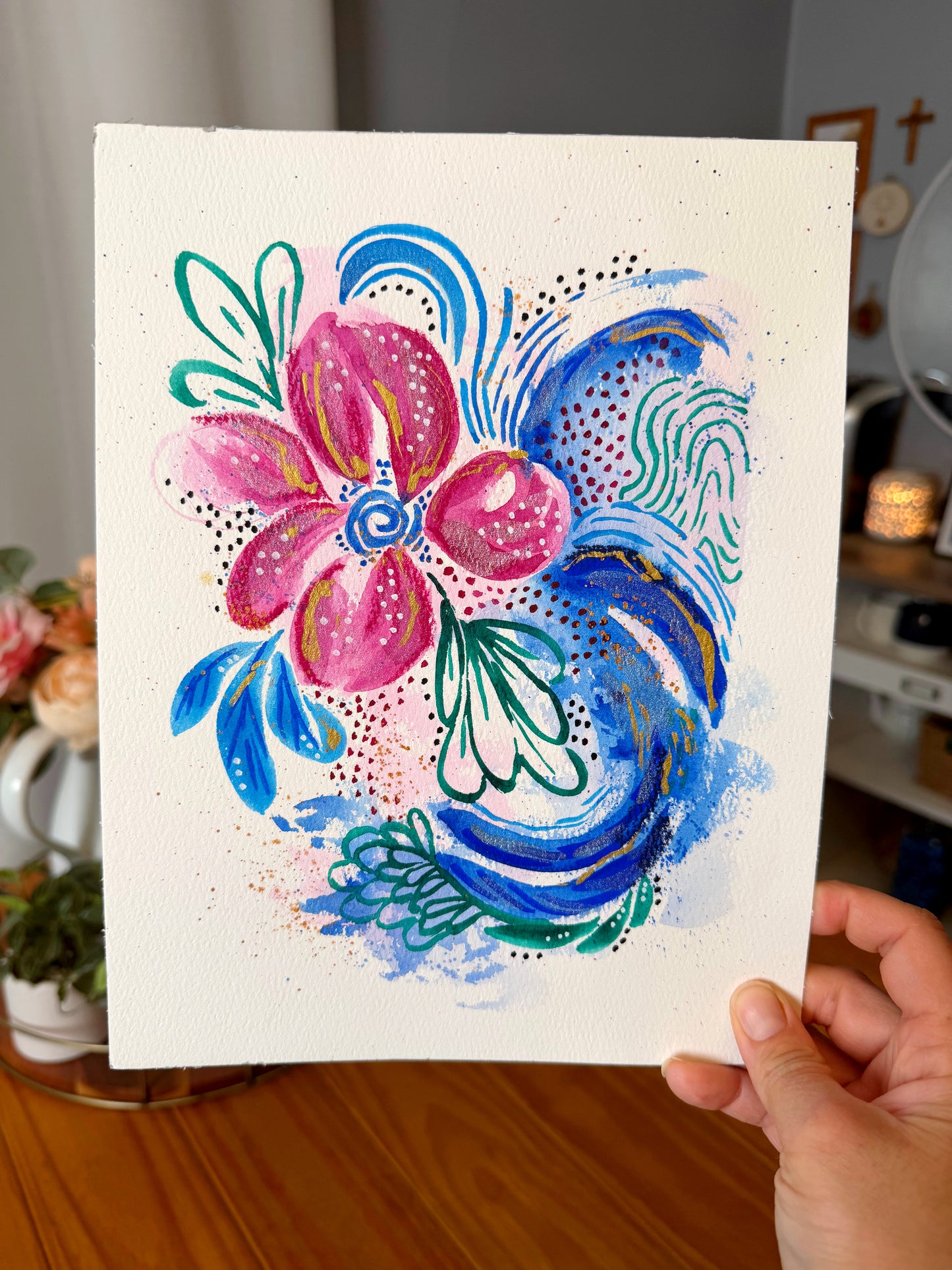 Where Bloom Meets Flow - Original Abstract Watercolor Painting