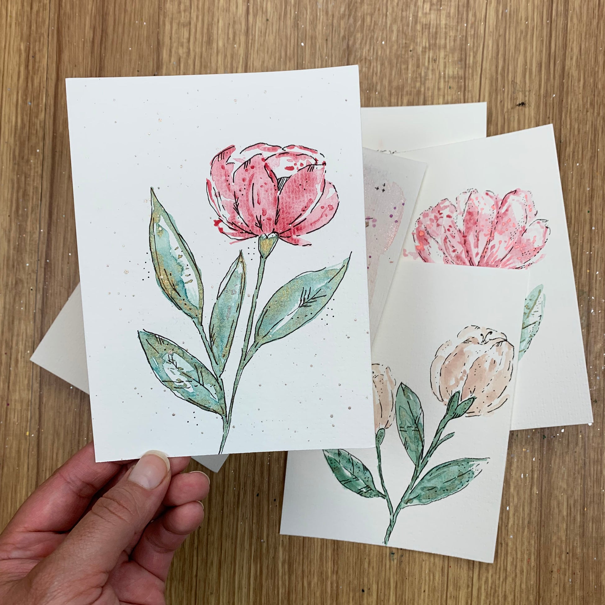 Original Loose Floral Watercolor Postcards (Set of 3): Surprise Me
