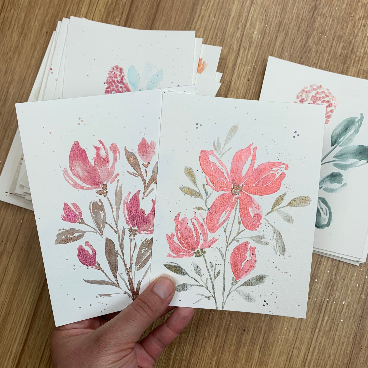 Original Loose Floral Watercolor Cards (Set of 3): Surprise Me!