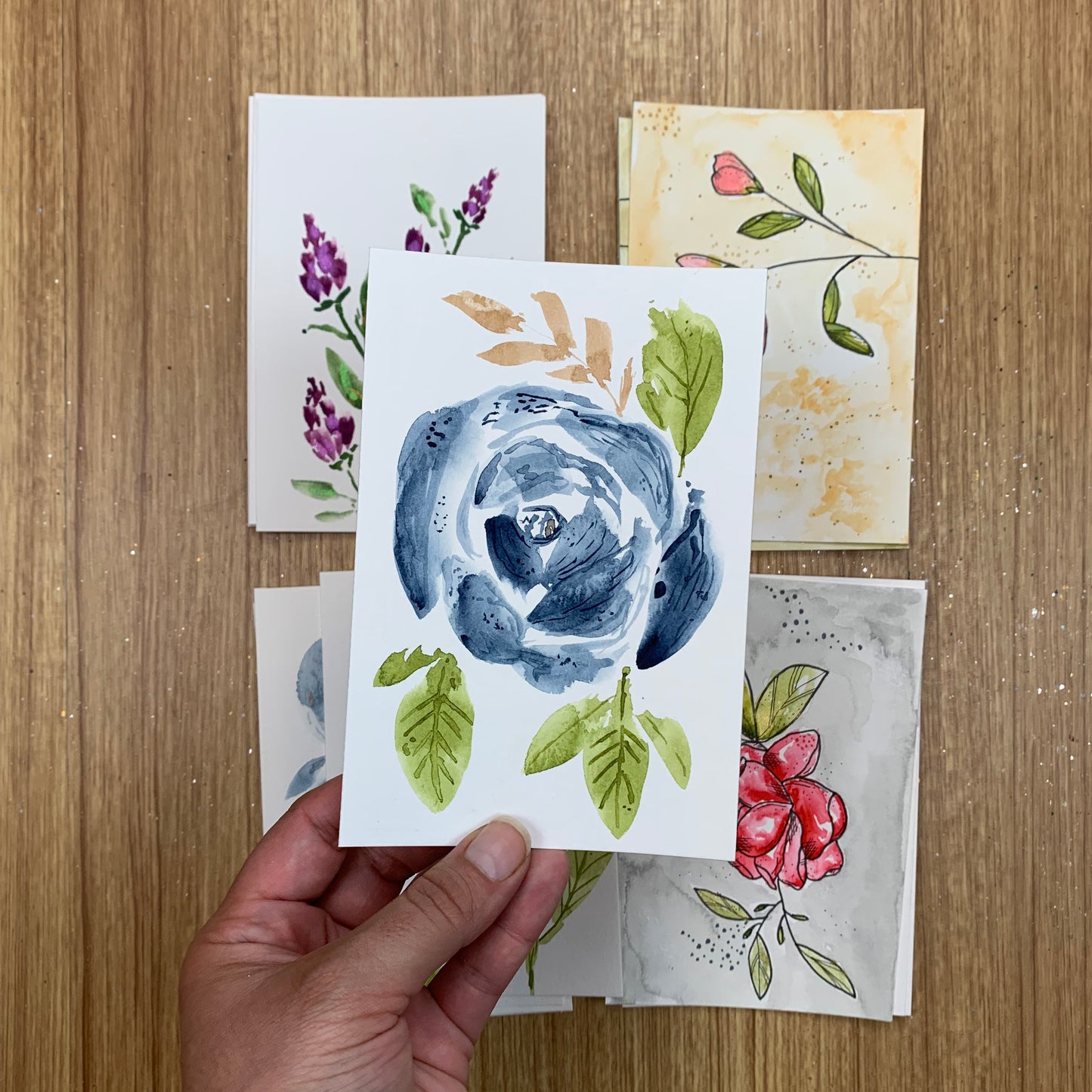 Original Loose Floral Watercolor Postcards (Set of 3): Surprise Me!