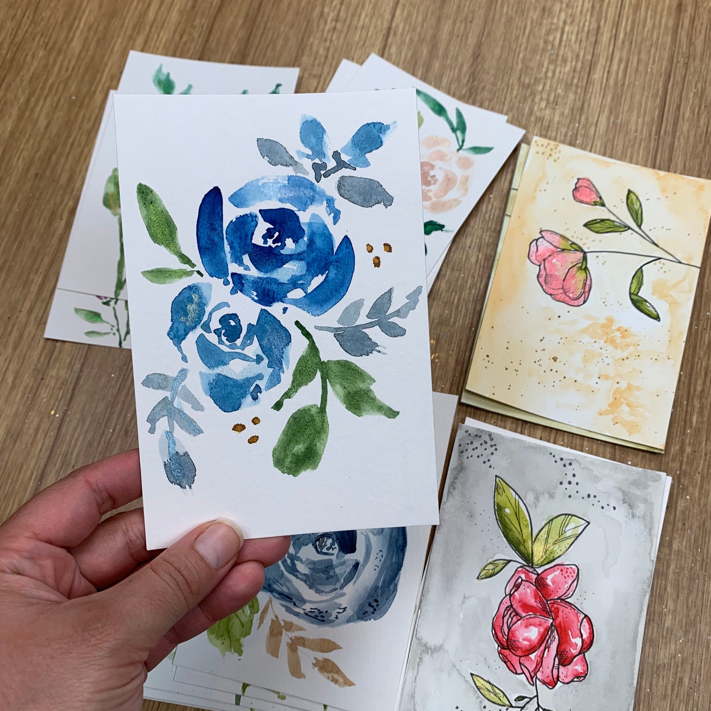 Original Loose Floral Watercolor Postcards (Set of 3): Surprise Me!