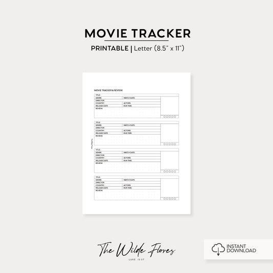 Movie Tracker: Letter Size Printable