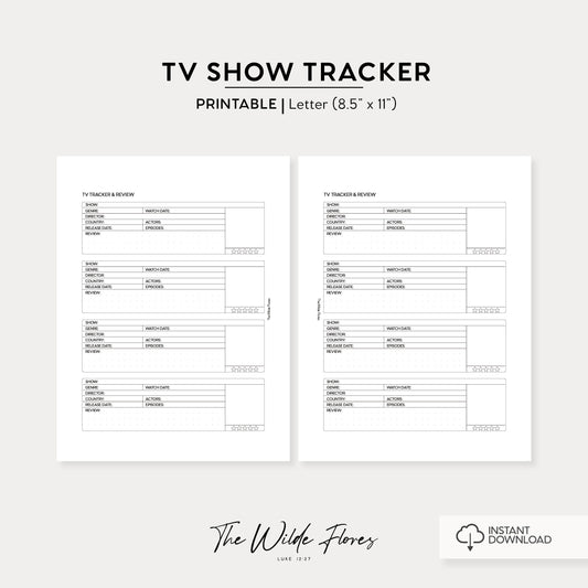 TV Show Tracker: Letter Size Printable