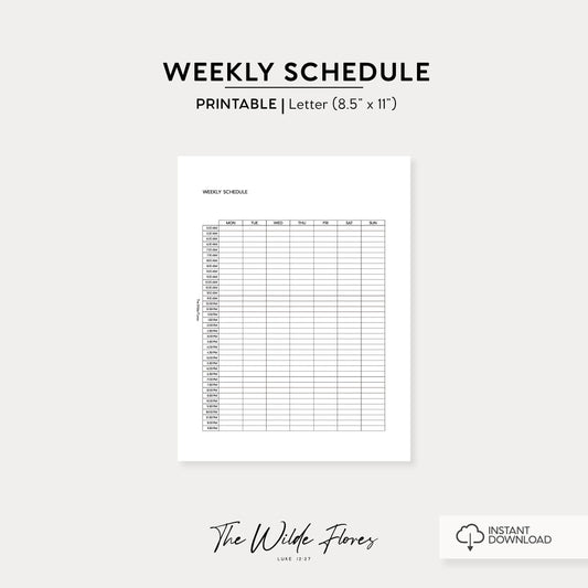 Weekly Schedule: Letter Size Printable