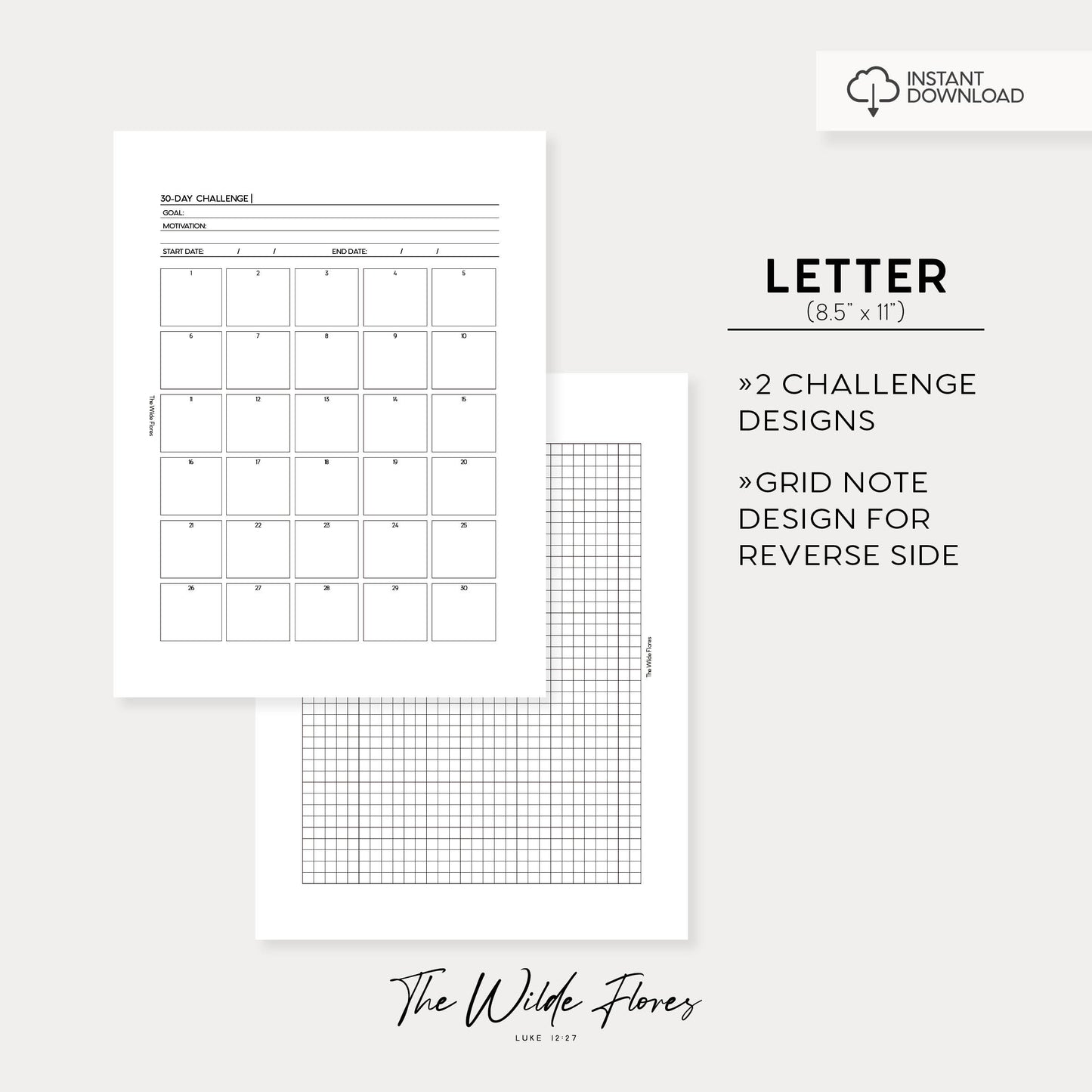 30 Day Challenge: Letter Size Printable