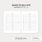 Quad To Do Lists: Letter Size Printable