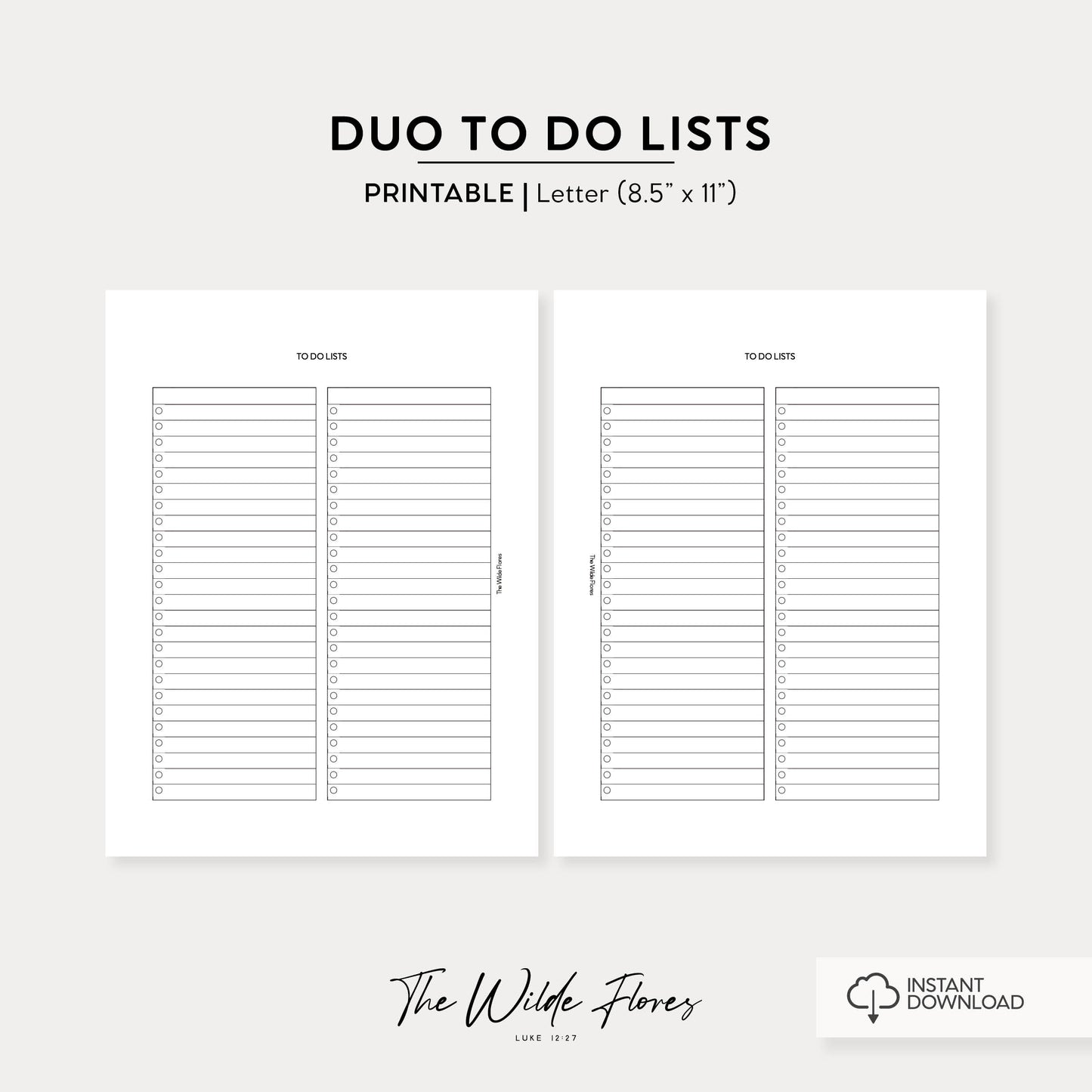 Duo To Do Lists: Letter Size Printable