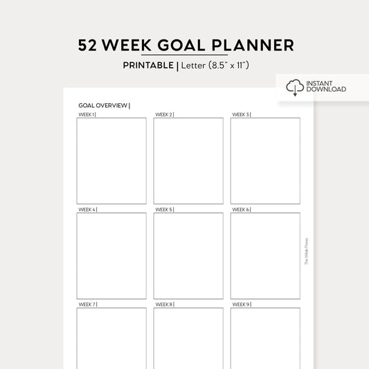 52 Week Goal Planner: Letter Size Printable