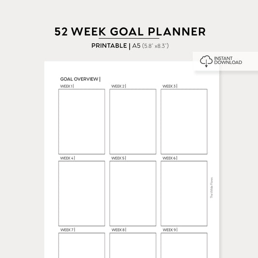 52 Week Goal Planner: A5 Size Printable