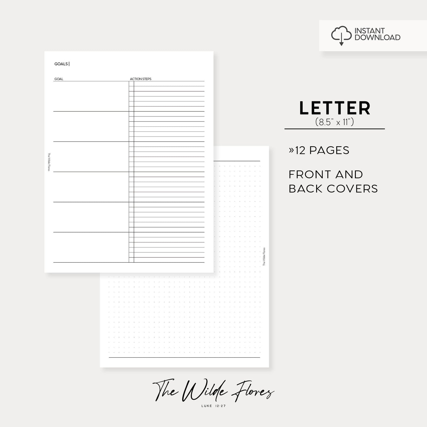 Goal Planner: Letter Size Printable