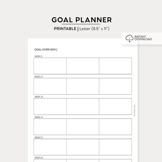 Top Three Weekly Goal Planner: Letter Size Printable