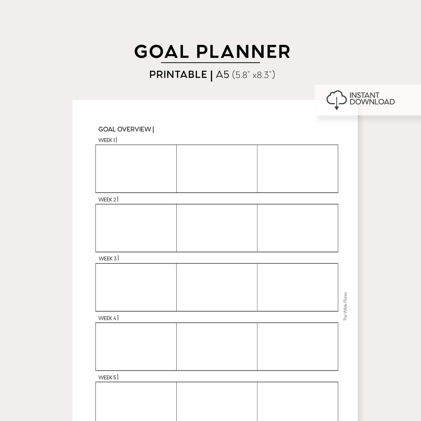 Top Three Weekly Goal Planner: A5 Size Printable