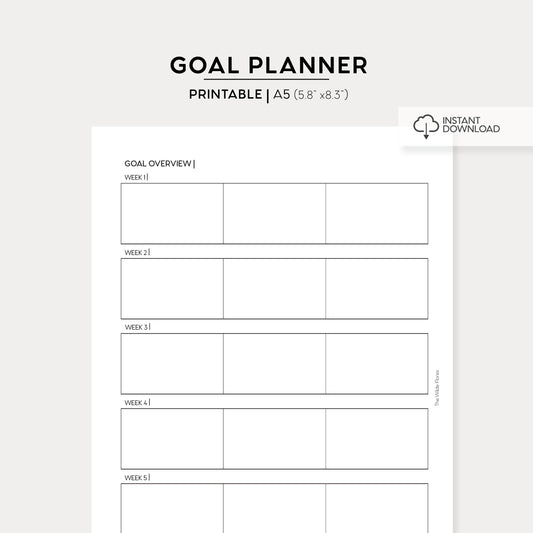 Top Three Weekly Goal Planner: A5 Size Printable