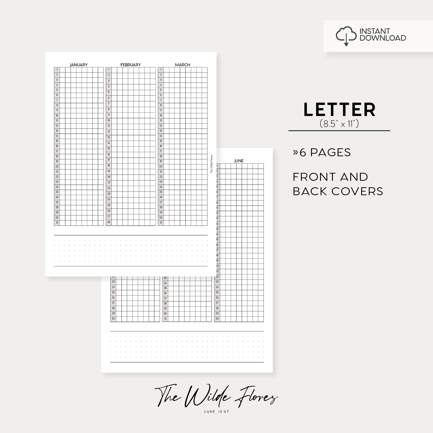 Yearly 8 Box Tracker: Letter Size Printable
